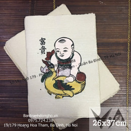 Tranh Đông Hồ Em Bé Ôm Vịt - Phú Quý